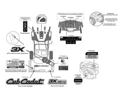 Label Map Diagram and Parts List for 3X30-INCHHD (31AH5EVW710)(2017) Cub Cadet Snow Blower